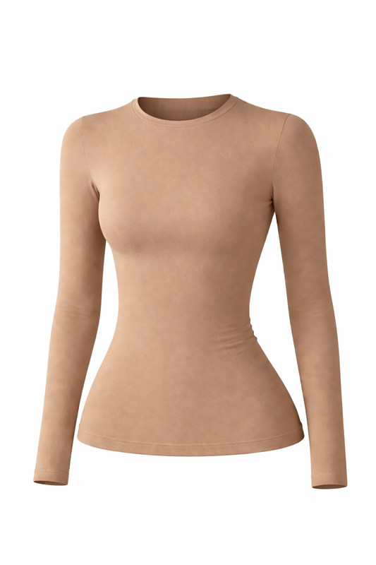 Polo Compresor Manga Larga Beige